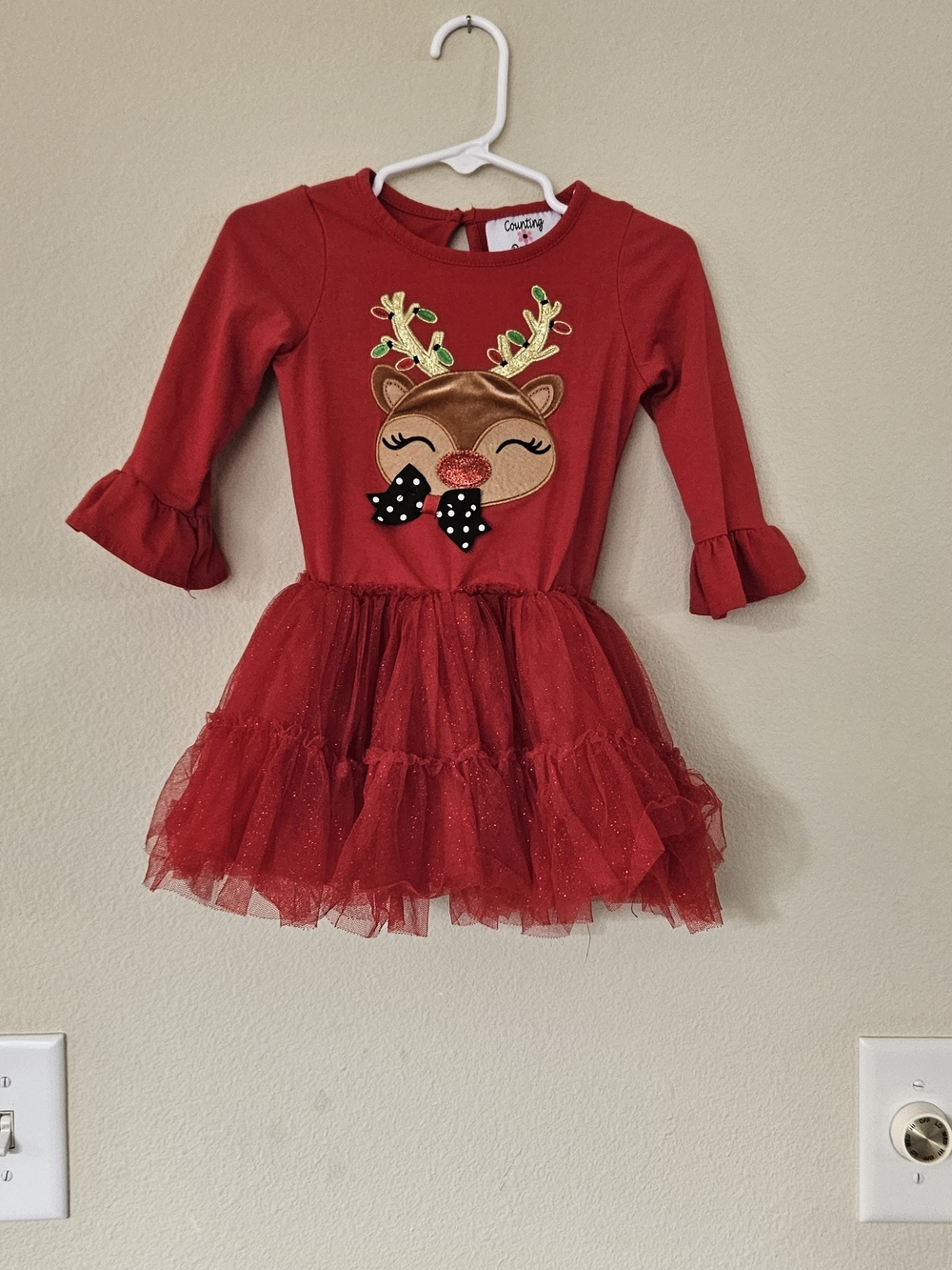 Cherokee Red Reindeer Tulle Dress for Kids
